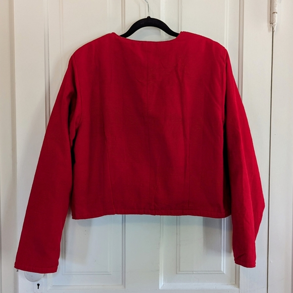 Embroidered Bohemian Red Cotton Blend Jacket Size Medium - Picture 3 of 6